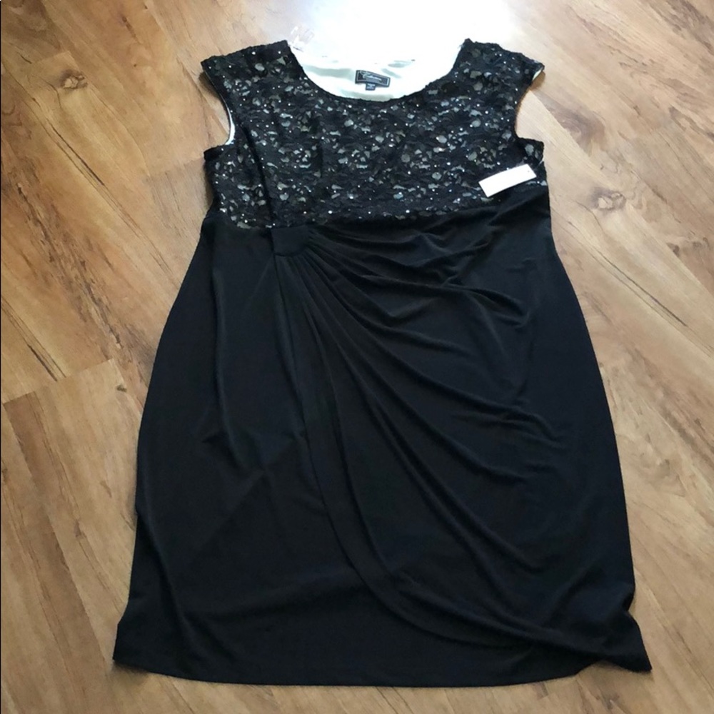 Plus Size Black Cocktail Dress with Lace Detail